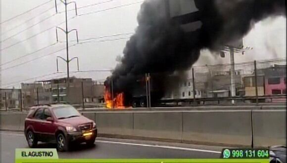 Reporta incendio de un camión en El Agustino. (Captura: Canal N)