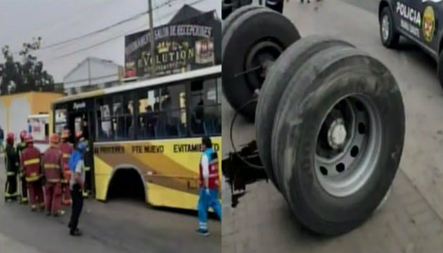 Bus de transporte público se queda sin llantas posteriores y deja ocho heridos en San Juan de Lurigancho. Foto: Captura de Canal N