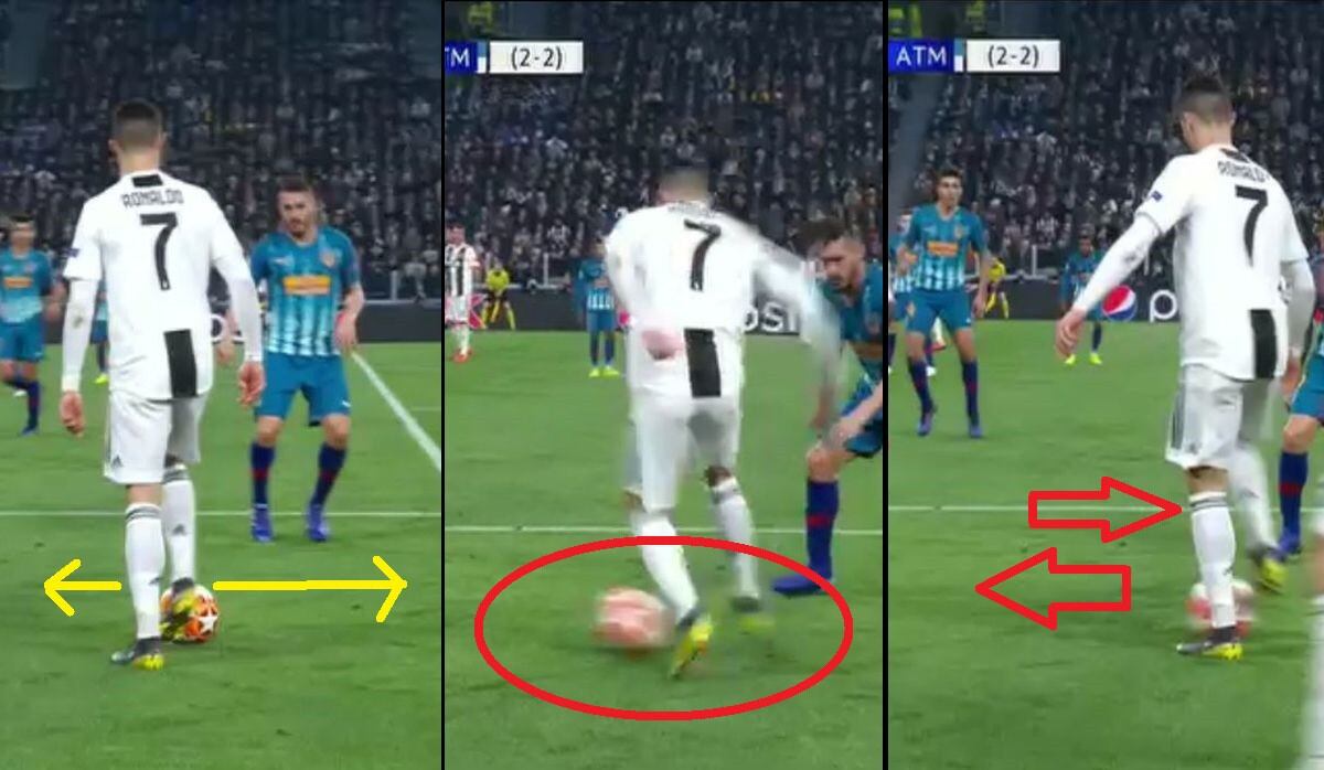 Cristiano Ronaldo pisa la pelota, la muestra, la mueve y humilla a sus rivales en Juventus vs Atlético Madrid