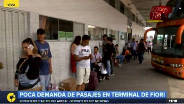 Poca afluencia de viajeros se aprecia en el terminal 'Marco Polo' ubicado en la zona de Fiori, San Martín de Porres. (Foto: Captura RPP Noticias/Andina)
