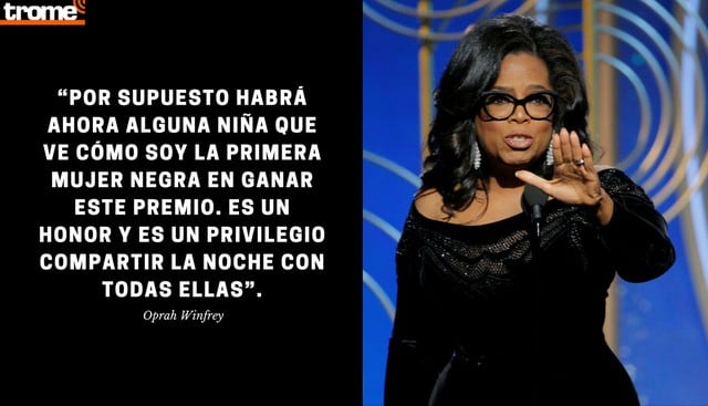 Oprah Winfrey pronunció el domingo un potente discurso contra el abuso sexual al ser homenajeada por su carrera en los Globos de Oro. Composición: Trome