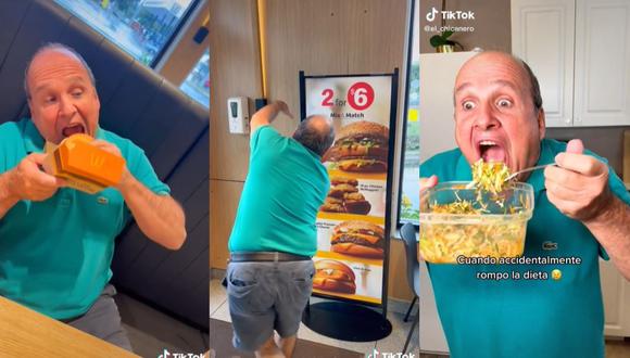 El video muestra a un hombre comiendo ensalada, pero cede a la tentación y termina yendo a un McDonald´s para degustar una hamburguesa. (Foto: Composición)