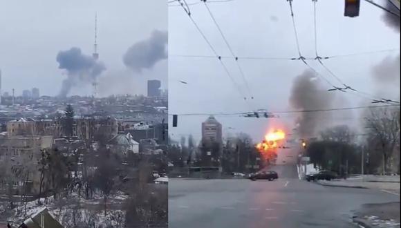 El ataque, en el sexto día de la invasión de Ucrania por parte de las tropas rusas, "tocó" equipos de la torre, indicó el ministerio del Interior. (Foto: Twitter)