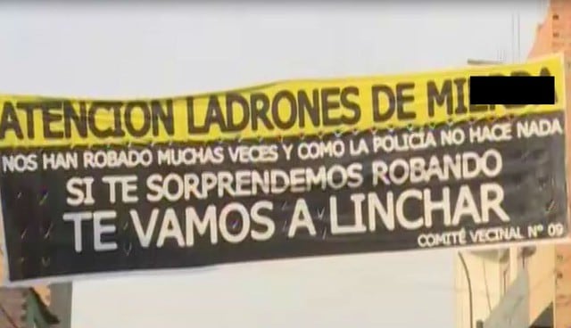 Vecinos de Carabayllo dejan contundente mensaje a delincuentes. Foto: Captura de América Noticias