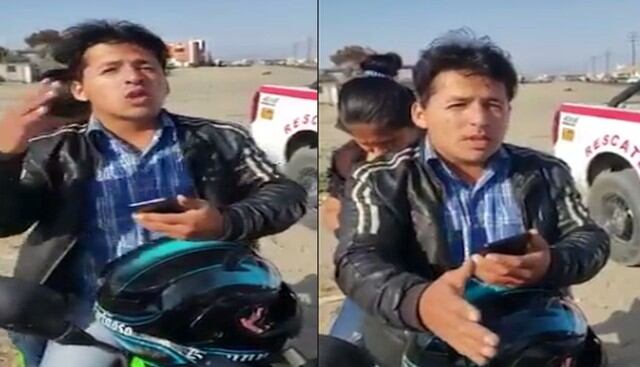 Un motociclista fue detenido por la Policía por estar sin casco, pero su insólita respuesta se viralizó en Facebook. (Capturas: Facebook)