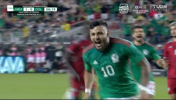 Alexis Vega anotó de penal el 1-0 de México vs. Colombia. (Foto: Captura)