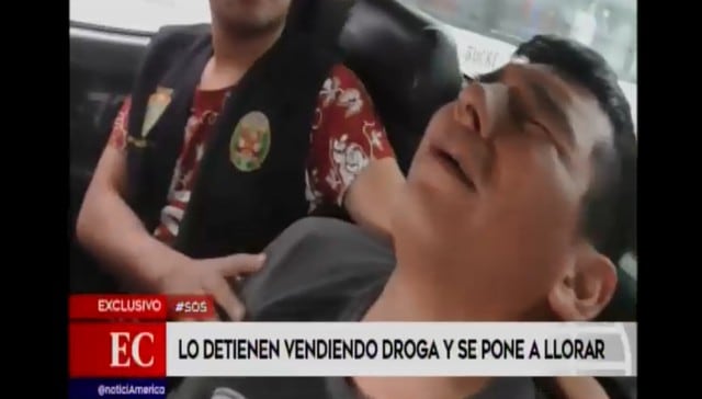 Vendedor de droga llora y reza para que Policía lo lleve. (Captura de video)