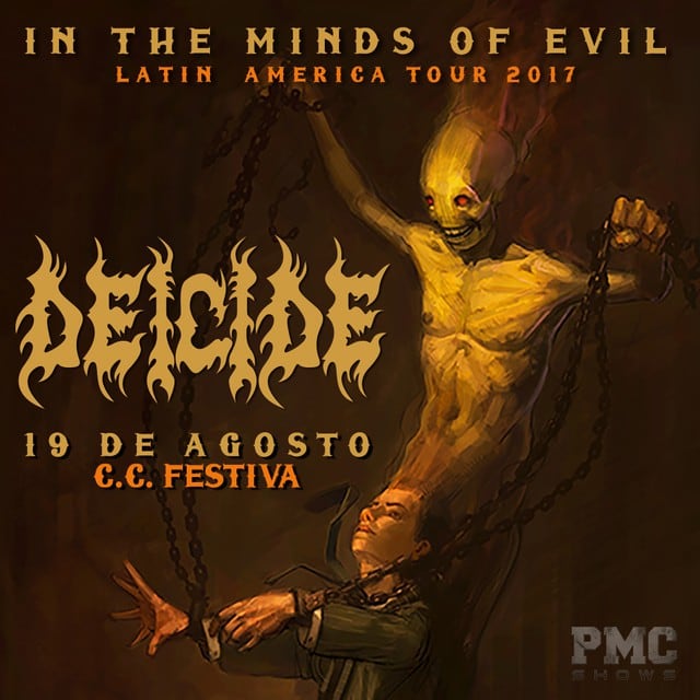 Los pioneros del Death Metal de Florida tendrá una brutal presentación el sábado 19 de agosto en el Centro de Convenciones Festiva. Deicide llega al Perú como parte de su gira 'In The Minds of Evil Latin American Tour 2017'.