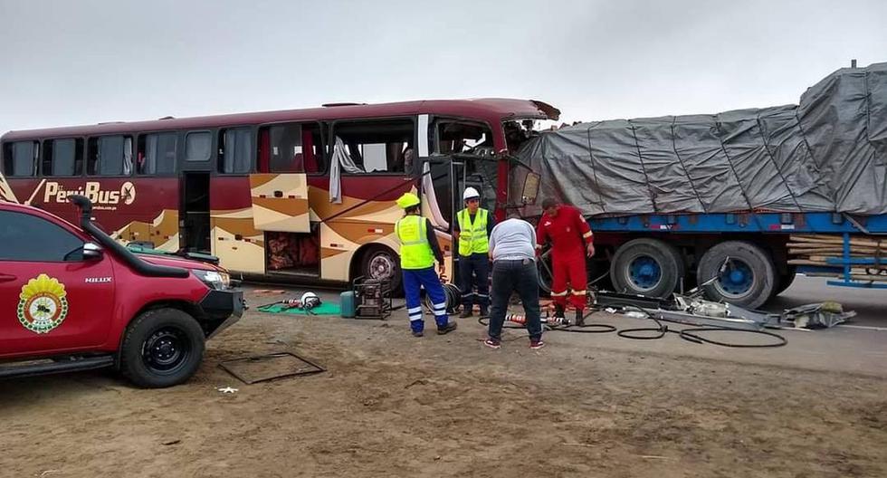 Choque entre tráiler y bus en la Panamericana Sur deja un muerto en vísperas de la Navidad (TROME)