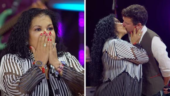 Eva Ayllón y Óscar López Arias se dieron un beso en show en vivo. (Foto: captura YouTube)