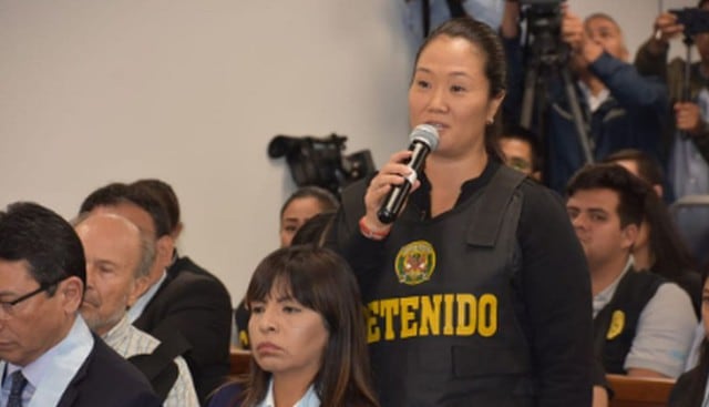 Keiko Fujimori tomó la palabra durante su audiencia de apelación frente a los magistrados del Poder Judicial. Foto: Twitter