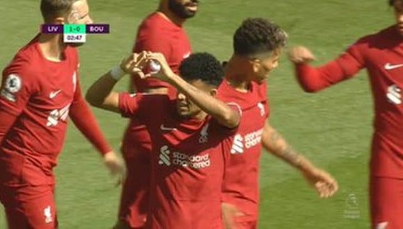 Gol de Luis Díaz para el 1-0 de Liverpool vs. Bournemouth. (Captura: ESPN)