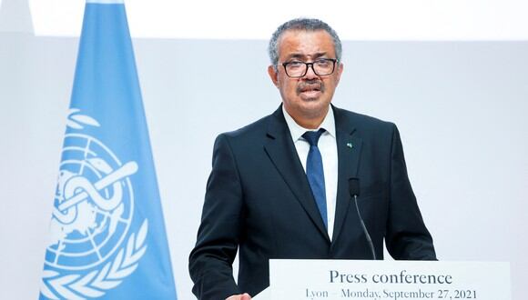El Director General de la OMS, Tedros Adhanom Ghebreyesus, asiste a una conferencia de prensa durante la ceremonia de inauguración de la Academia de la Organización Mundial de la Salud en Lyon. (Foto: DENIS BALIBOUSE / AFP)
