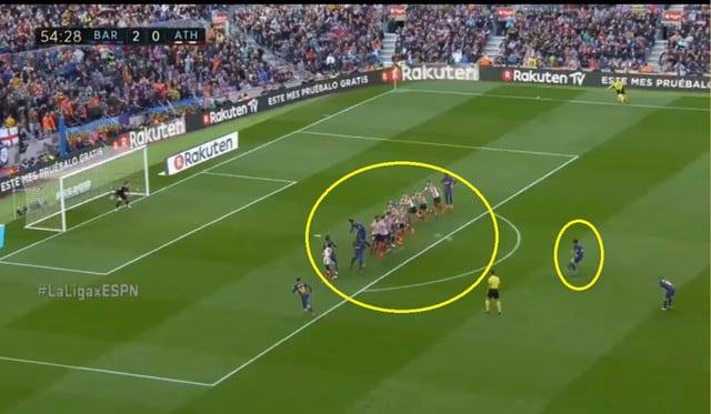 Lionel Messi: Diez jugadores en la barrera para evitar gol de tiro libre de la 'Pulga'