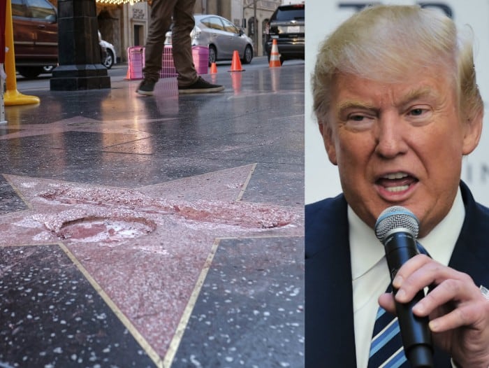 La estrella de Donald Trump en el Paseo de la Fama fue vandalizada.