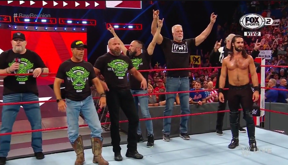 Dos de las facciones más importantes en la historia de la lucha libre unieron fuerzas con Seth Rollins. (Captura Fox Sports 2)