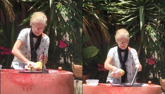 Una tierna abuelita se viralizó en TikTok por ayudarle a su nieto a limpiar su laptop con agua y jabón. La acción se viralizó en la plataforma de videos. (TikTok: @aaronyeraa)