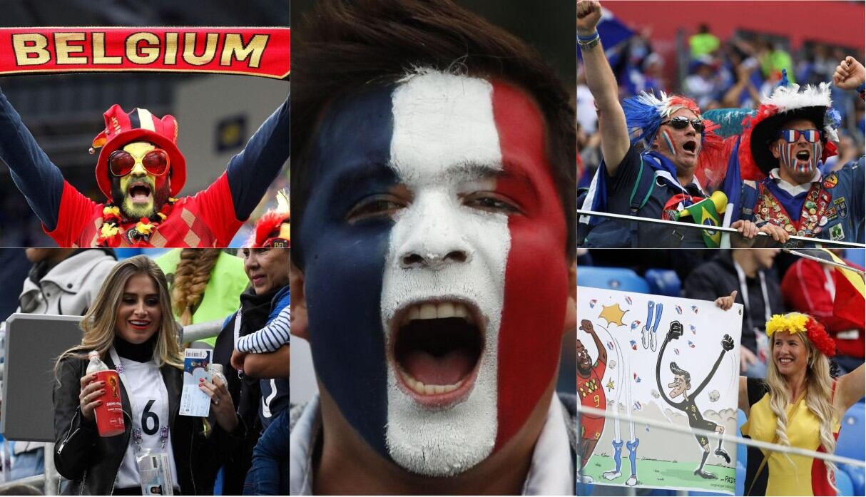 Francia vs Bélgica: Hinchas vivieron su propio partido en las tribunas del Estadio de San Petersburgo