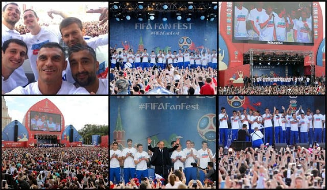 Selección de Rusia recibe épico homenaje en Fan Zone de Moscú tras destacada participación en Mundial 2018