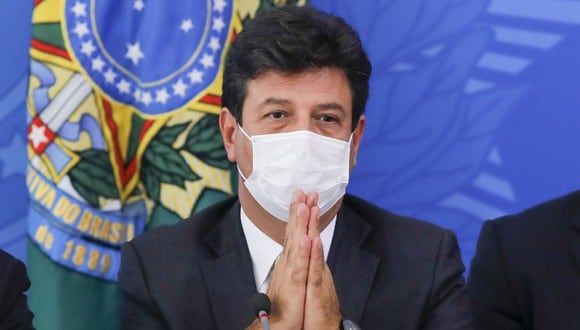 El ministro de Salud, Luiz Henrique Mandetta, durante una conferencia de prensa sobre la pandemia de coronavirus en el Palacio de Planalto, Brasilia. (Foto: AFP/Sergio Lima)