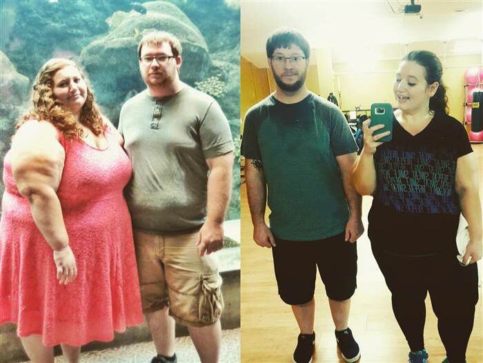 Esta joven pareja decidió dar un giro de 180 grados en su vida.  La pareja consumía más de 8 mil calorías diarias.