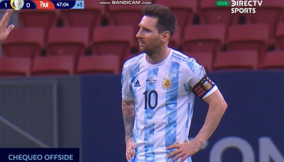 El 2-0 anulado en el Argentina vs. Paraguay. (Captura: DirecTV)