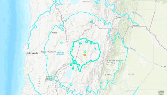 El Servicio Geológico de Estados Unidos (USGS) informó de un fuerte sismo de 6.8 de magnitud al norte de Argentina. (Foto: USGS)