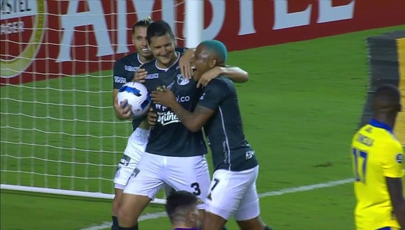 Gol de Guillermo Burdisso para el 1-0 de Boca vs. Deportivo Cali. (Captura: ESPN)