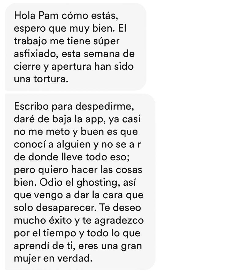 Este fue el mensaje que el hombre envió. (Foto: @pamelapaacheco / Twitter)