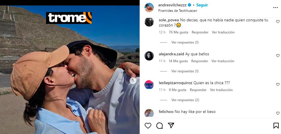 Andrés Vílchez presenta a su novia en Instagram.