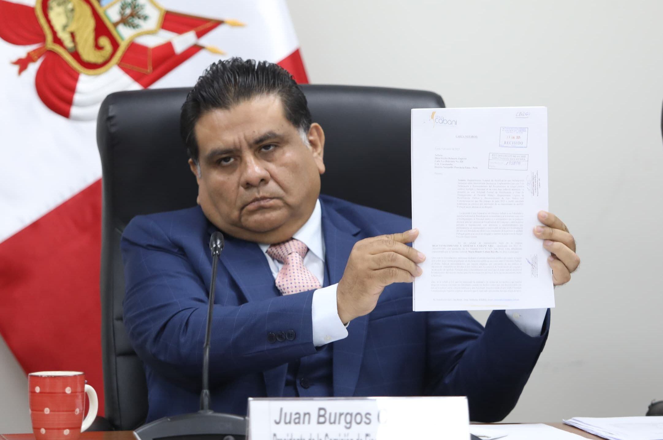 Juan Burgos, presidente de la Comisión de Fiscalización, anunció que presentaría una moción de vacancia contra Dina Boluarte. (Foto: GEC)