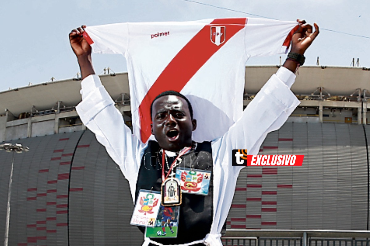 'San Martincito de Porres', la nueva cábala de selección. Ciudadano colombiano José Alberto Mina Caicedo da vida al 'Santo de la escoba'. Fotografía: Allengino Quintana