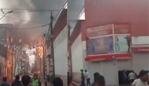 Voraz incendio se desató en agencia de viajes contigua a galería en La Victoria | VIDEO