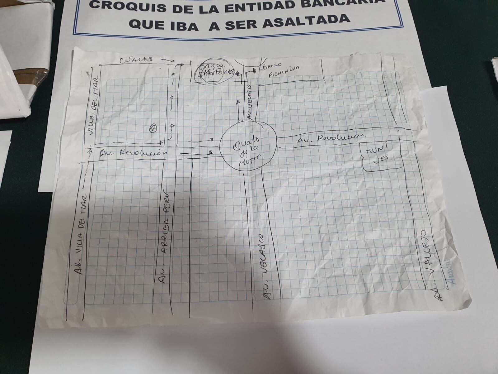 Croquis encontrado en el lugar de la intervención