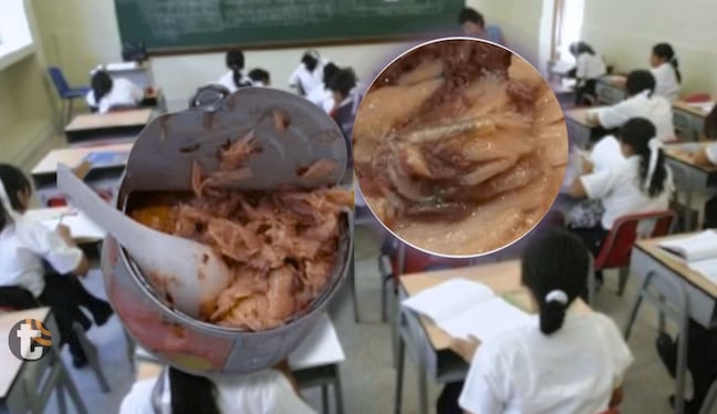 Padres denunciaron hallazgo de larvas en conservas para alumnos de colegio en Chota (Composición: GEC)