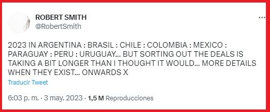 The Cure incluirá a Perú en su gira, según Robert Smith. (Foto: @RobertSmith).