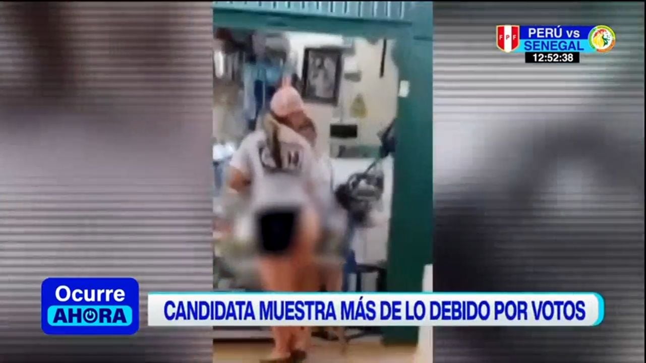 Candidata Andrea Lambruschini recorre mercados mostrando su número en el trasero. Foto: ATV