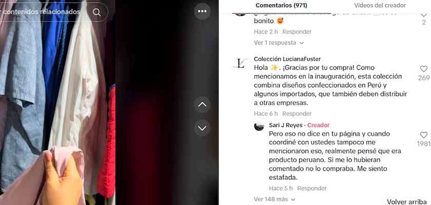 Comentario de marca de ropa de Luciana Fuster