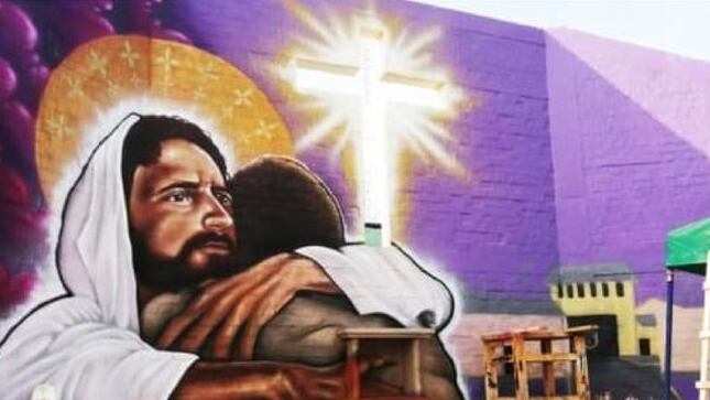 Mural alusivo al amor de Jesucristo (Foto: INPE)