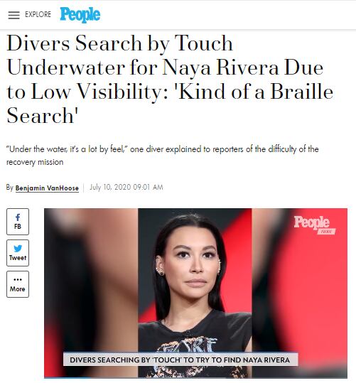 Revista People pendiente sobre la búsqueda del cuerpo de Naya Rivera. (Foto: Captura)
