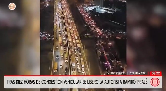 Congestión vehicular en Ramiro Prialé.