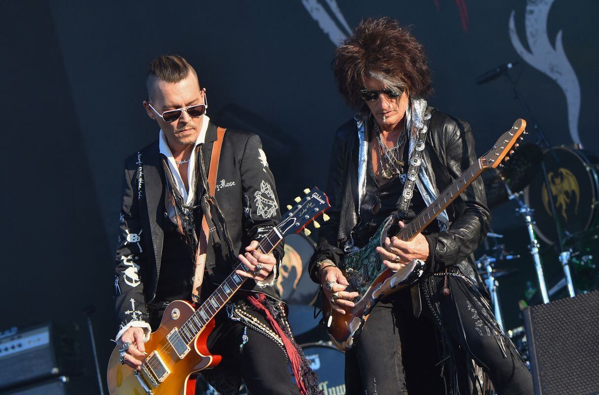 Johnny Depp junto a su banda "Hollywood Vampires" (Foto: AFP)