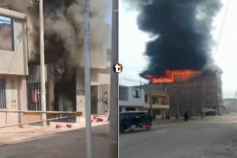 ¡Voraz incendio consume fábrica de colchones en Comas y amenaza viviendas de Trapiche!