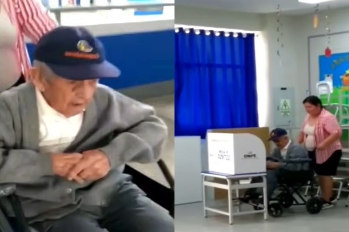 Don José Félix Martínez Villegas de 100 años decidió acudir a votar. (Captura Exitosa)