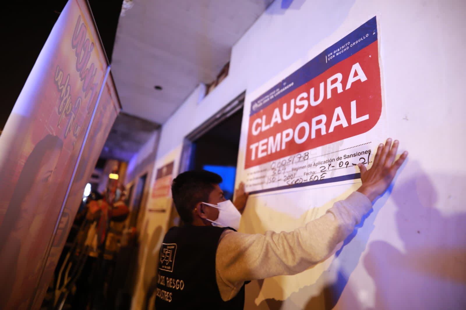 Locales fueron clausurados. | Foto: Municipalidad de San Juan de Lurigancho