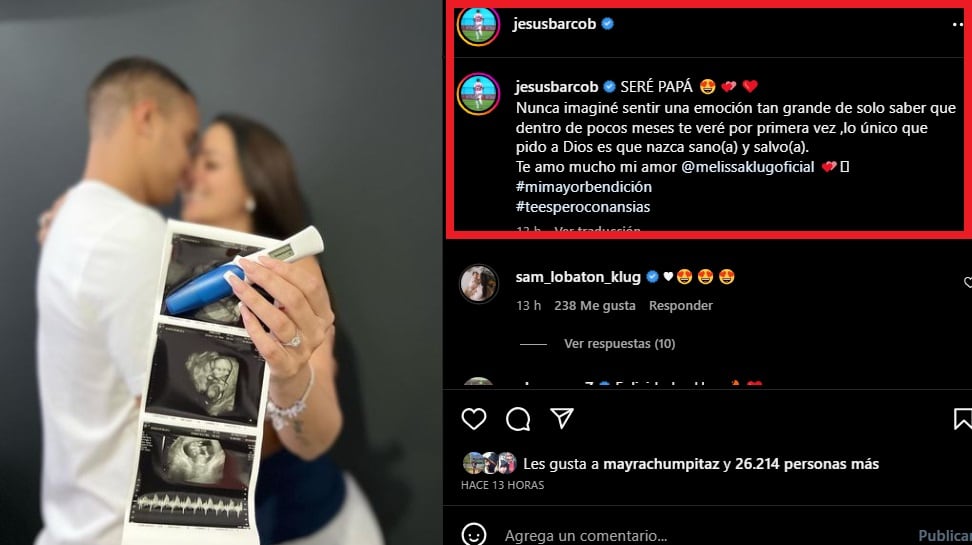 Jesús Barco feliz por embarazo de Melissa Klug. (Foto: @ jesusbarcob).