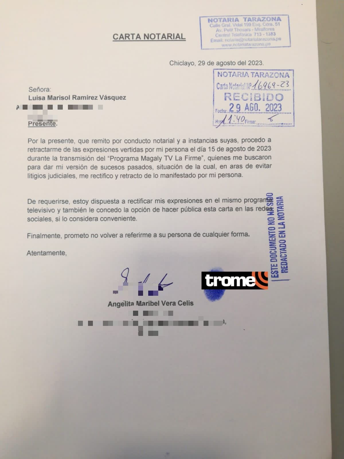 Marisol no fue amante de George Núñez, expareja se rectifica