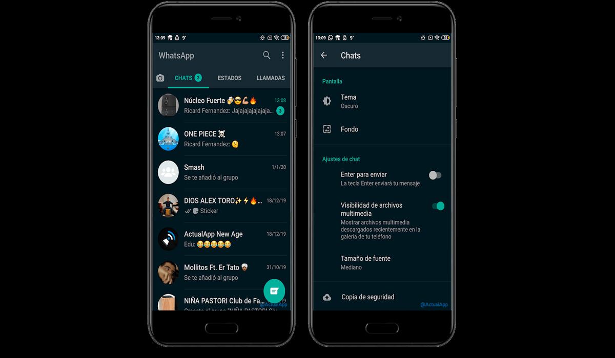De esta forma se verá WhatsApp el "modo oscuro" en tus conversaciones. (Foto: WhatsApp)