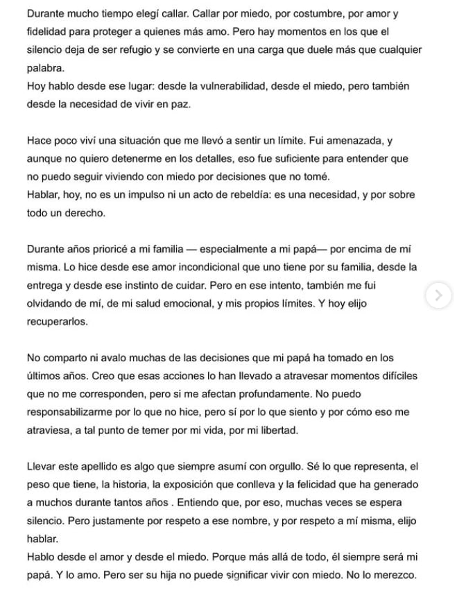 Juanita Tinelli rompe su silencio tras recibir amenazas de muerte.