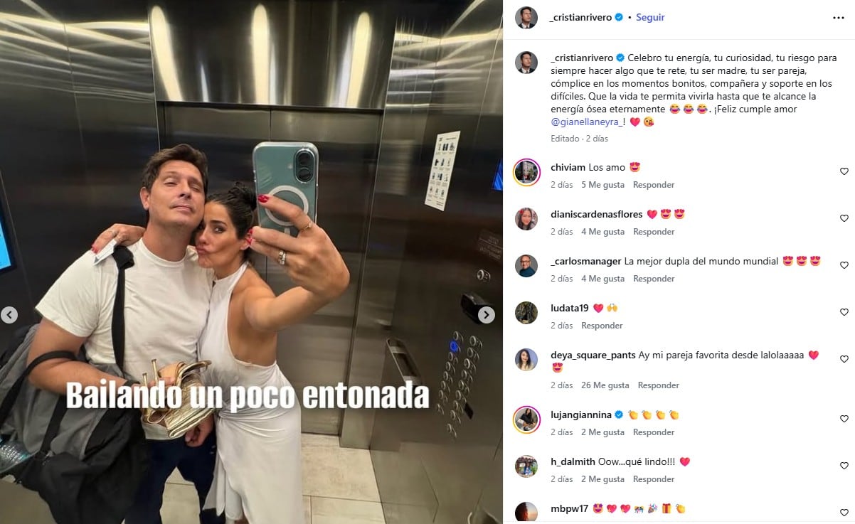 Cristian dedica publicación a Gianella Neyra.